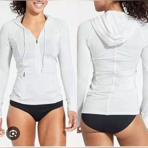 Athleta White Pacifica 1/4 Zip Hoodie